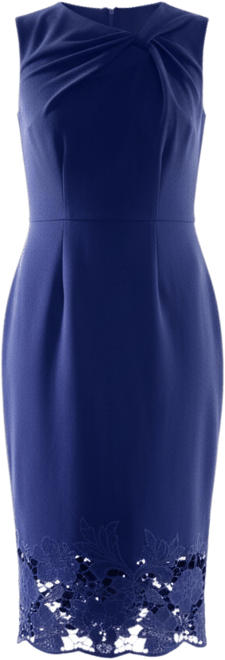 Donna Rico Women's Asymmetric Twist-Neck Lacy-Hem Dress