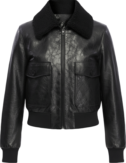 Women's Leather Bomber Jacket