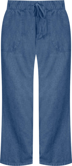 June + Vie Women's June + Vie Drawstring Denim Wide-Leg Bottoms.