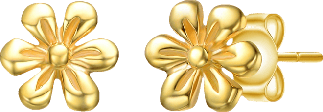 Sterling Silver 14K Gold Plated Daisy Flower Stud Earrings