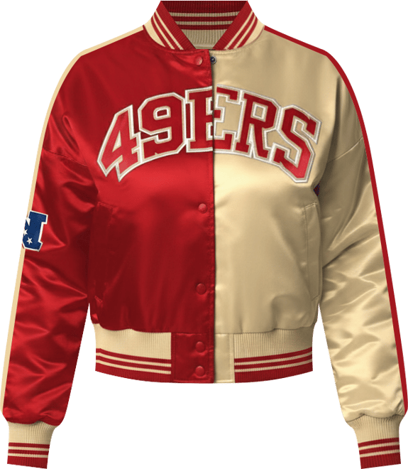 Women's Scarlet/Gold San Francisco 49ers Zone Blitz Cropped Full-Snap Satin Jacket