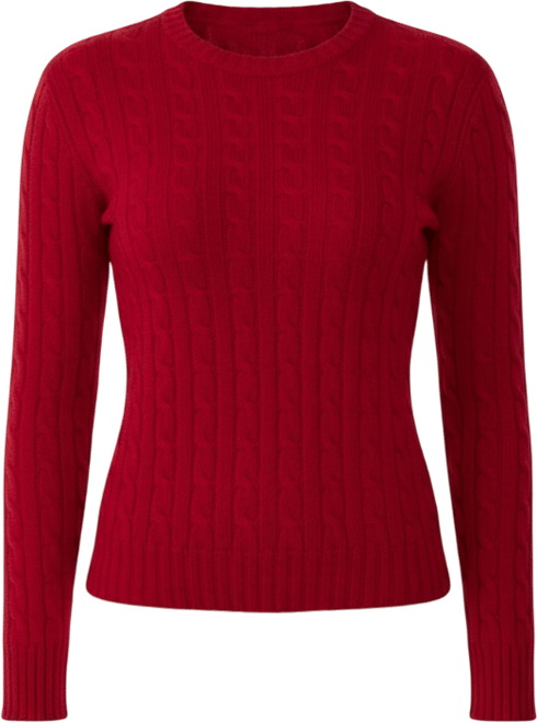 Women's 100% Cashmere Crewneck Sweater | Chuncky Cashmere Cable-knit Sweaters