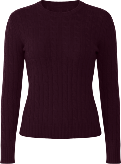 Women's 100% Cashmere Crewneck Sweater | Chuncky Cashmere Cable-knit Sweaters