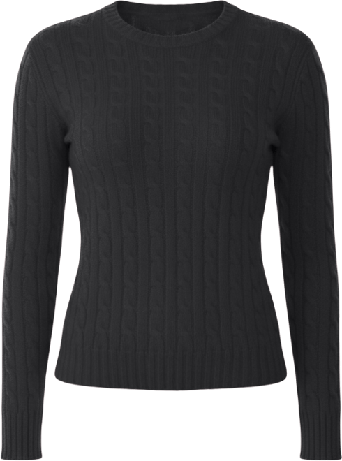 Women's 100% Cashmere Crewneck Sweater | Chuncky Cashmere Cable-knit Sweaters