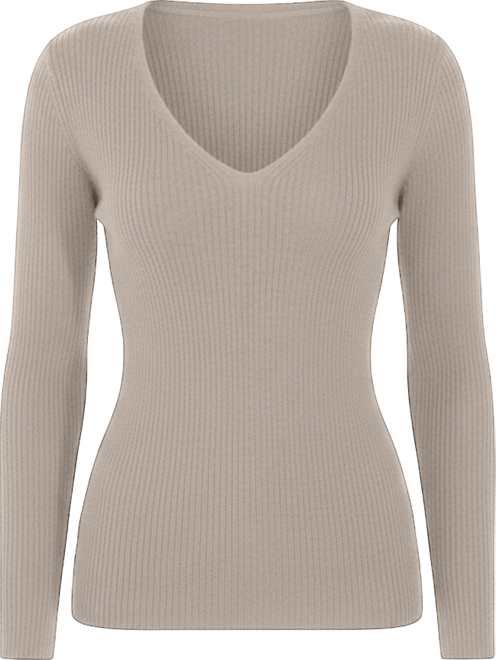 Women's 100% Cashmere V-Neck Sweater | Ribbed Tissue Weight Cashmere Sweaters