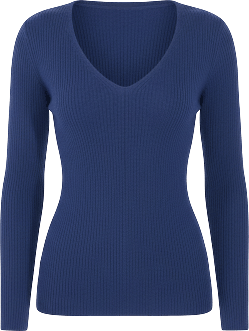 Women's 100% Cashmere V-Neck Sweater | Ribbed Tissue Weight Cashmere Sweaters