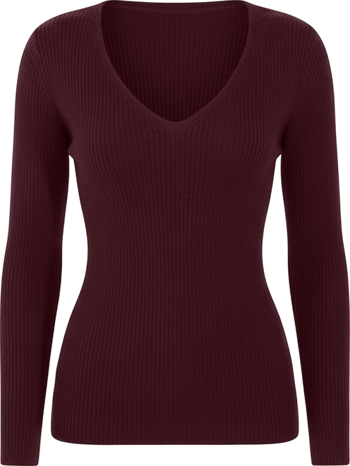 Women's 100% Cashmere V-Neck Sweater | Ribbed Tissue Weight Cashmere Sweaters