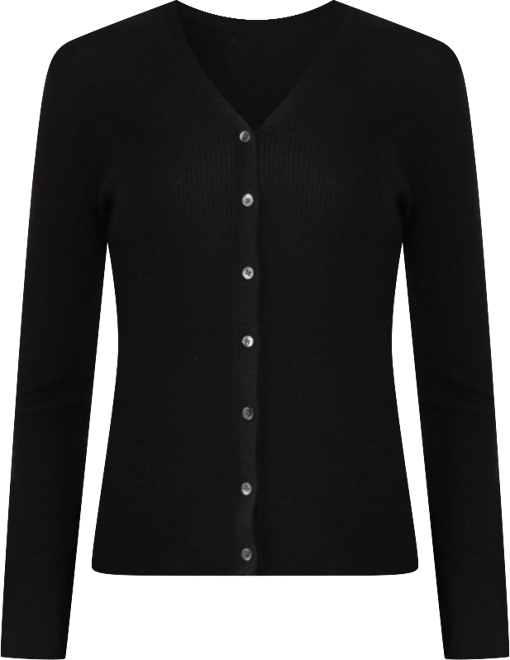 Women's 100% Cashmere V-Neck Cardigan Sweater | Ribbed Tissue Weight Cashmere Sweaters