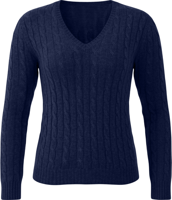 Women's 100% Cashmere V-Neck Sweater | Chuncky Cashmere Cable-knit Sweaters