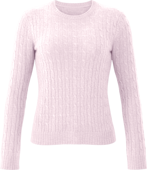 Women's 100% Cashmere Cable-knit Long Sleeve Pullover Crew Neck Sweater