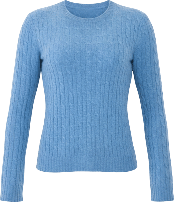 Women's 100% Cashmere Cable-knit Long Sleeve Pullover Crew Neck Sweater