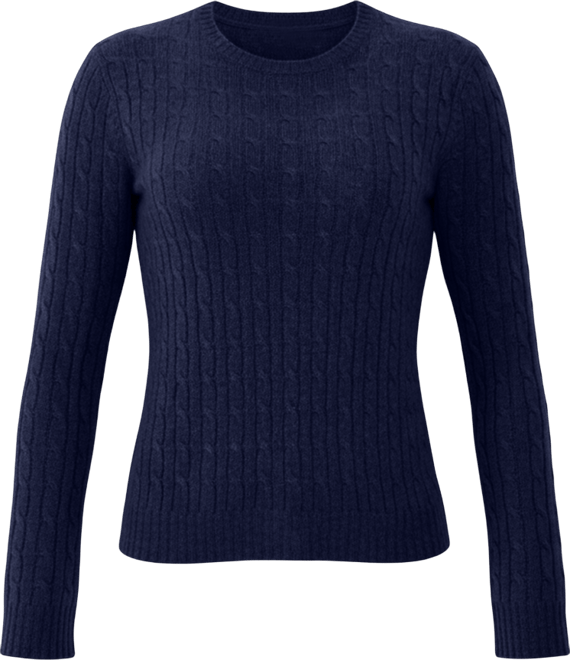 Women's 100% Cashmere Cable-knit Long Sleeve Pullover Crew Neck Sweater