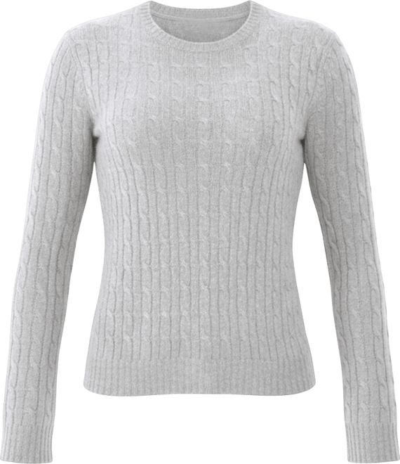 Women's 100% Cashmere Cable-knit Long Sleeve Pullover Crew Neck Sweater