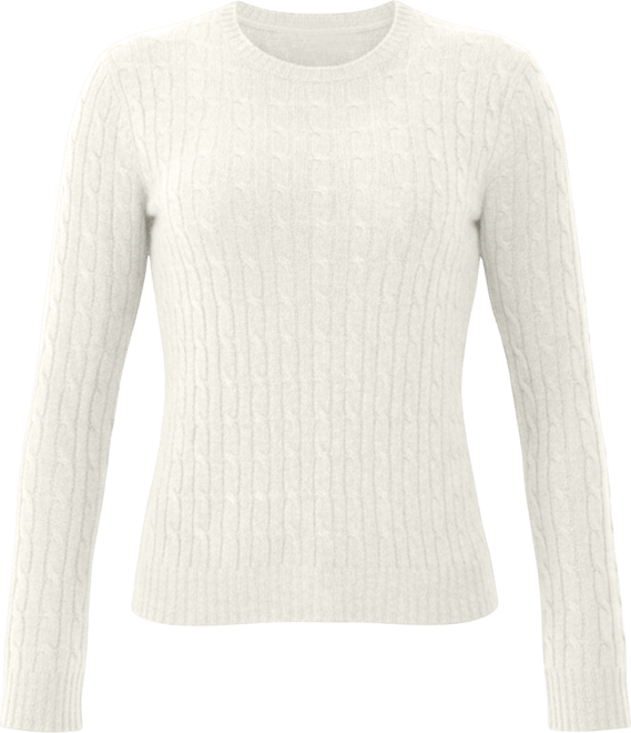 Women's 100% Cashmere Cable-knit Long Sleeve Pullover Crew Neck Sweater