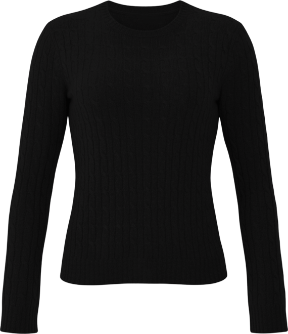 Women's 100% Cashmere Cable-knit Long Sleeve Pullover Crew Neck Sweater