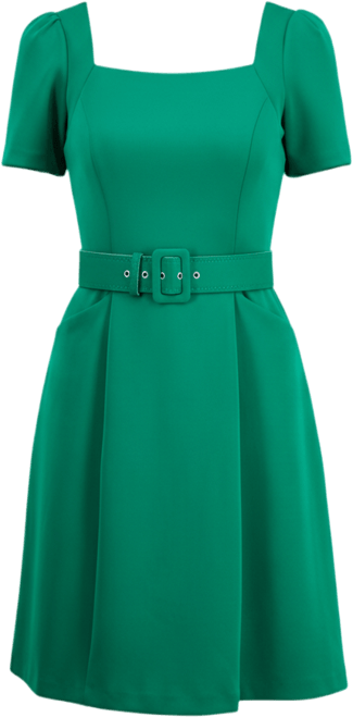 Donna Rico Women's Square-Neck Belted Short-Sleeve Dress