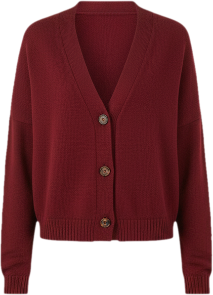 Women's Cotton Diana Crop Cardigan in Burgundy
