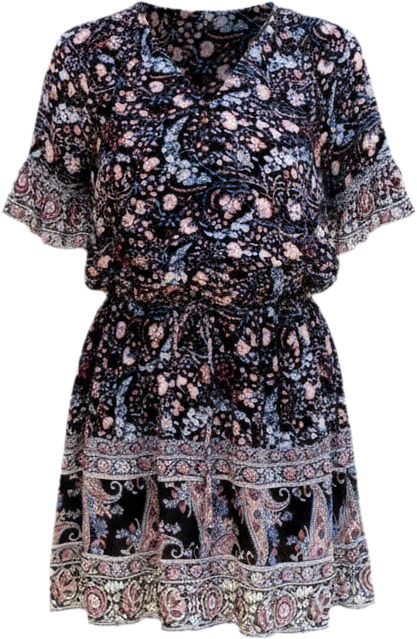 Women's Flora Mini Dress in Black Floral Print