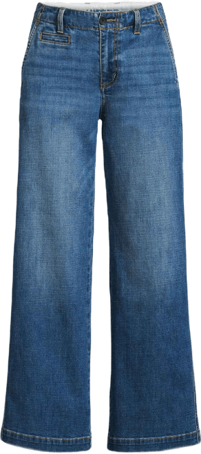 Women's Mid Rise Denim Wide Leg Ankle Jeans