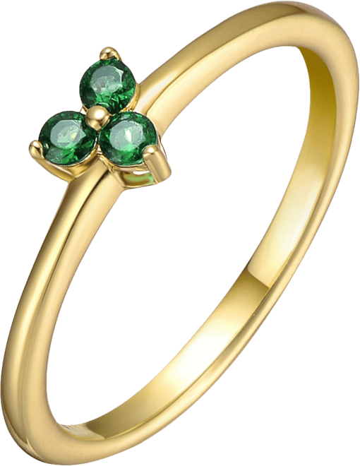 14k Gold Plated with Triple Green or Pink Cubic Zirconia Ring