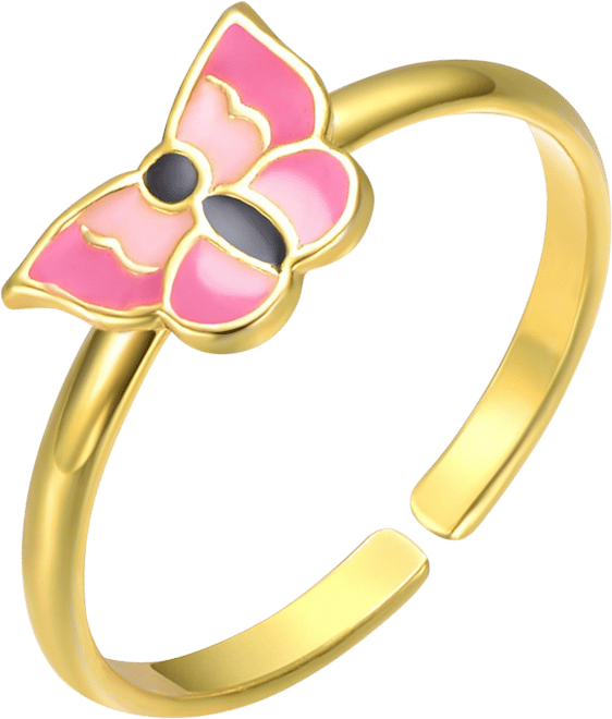 14k Gold Plated Enamel Butterfly Adjustable Ring