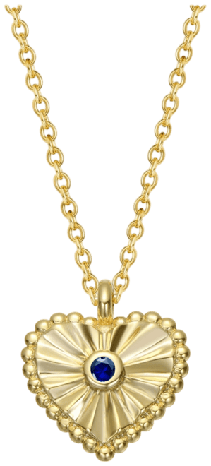 14k Gold Plated Little Heart Pendant Necklace with Red, Green, Blue, or Clear Cubic Zirconia