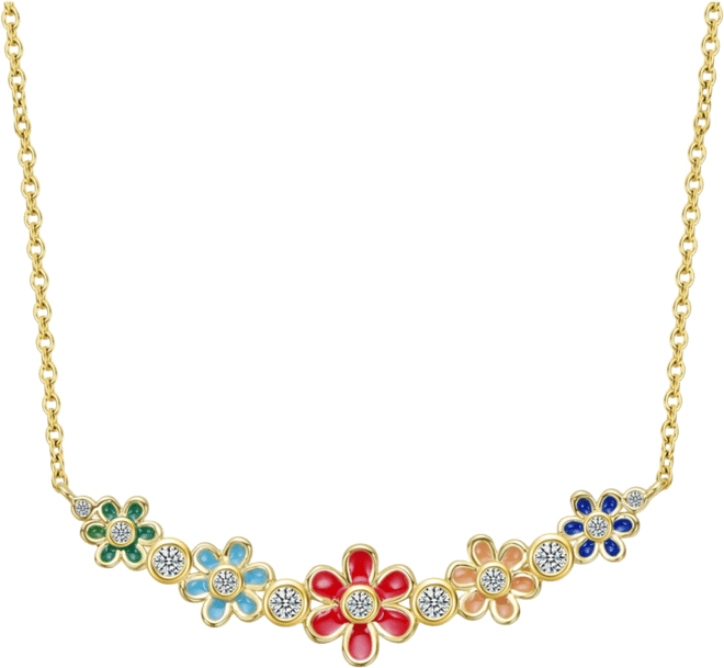 Vibrant Garden 14K Gold Plated Flower Necklace