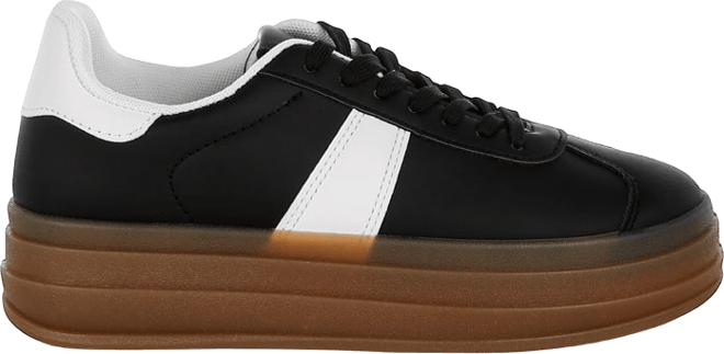 Knockout Faux Leather Lace-Up Sneakers Women