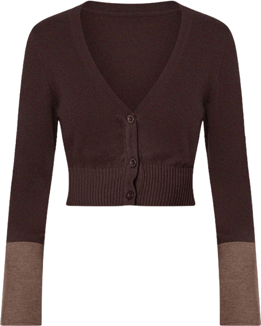 Women's Color Block Flared Sleeve Cardigan