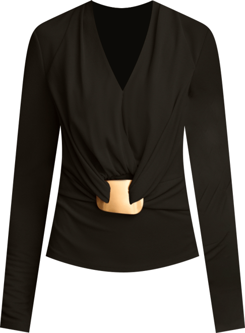 Women's Faux-Wrap Hardware Top