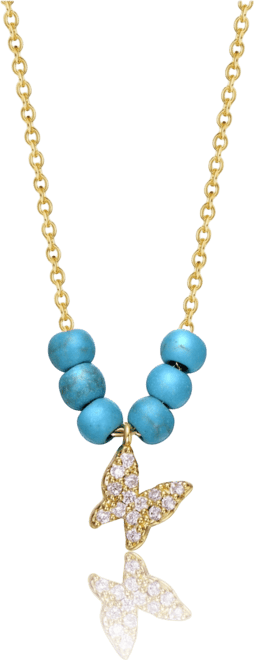 Stylish 14k Gold Plated with Pearls and Butterfly Necklace