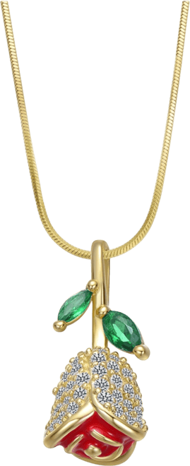 Eternal Bloom 14K Gold Plated Rose Pendant Necklace