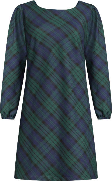 Women's Brushed Flannel Scoop Neck Long Sleeve Above Knee Dress