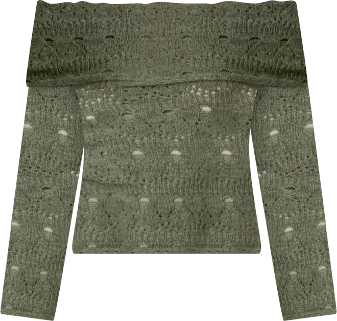 Womens Kenna Fold Over Knit Top