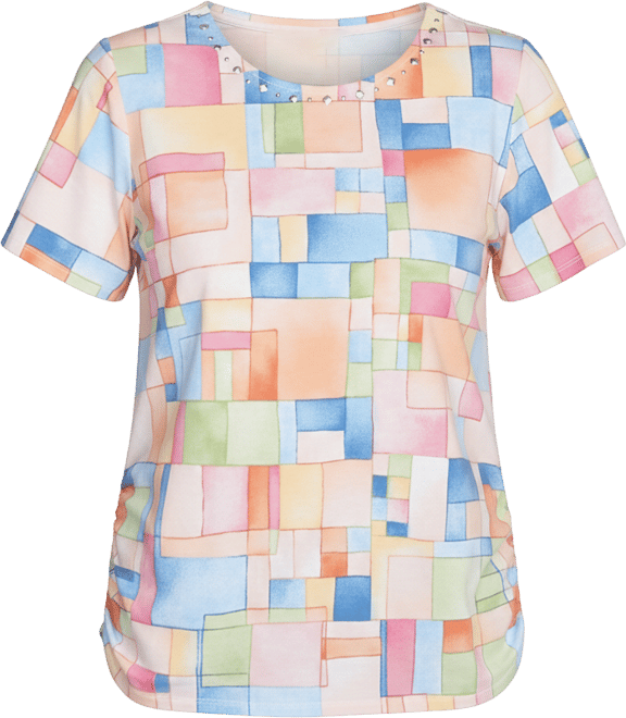 Women's Color Block Tile Top with Side Ruching
