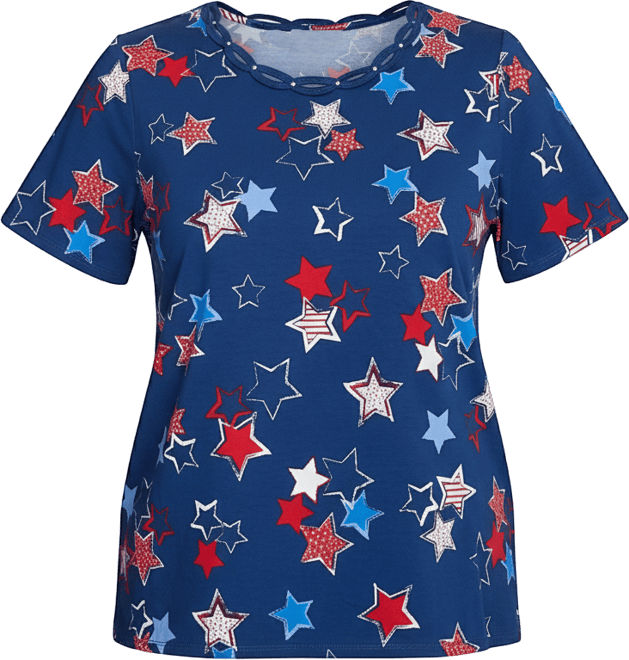 Women's Crew Neck Star Studded Top