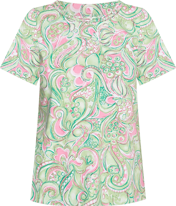 Women's Abstract Scroll Crew Neck Top