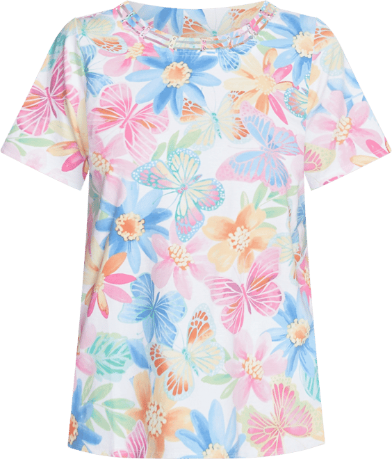 Women's Spring Butterfly Crew Neck Top