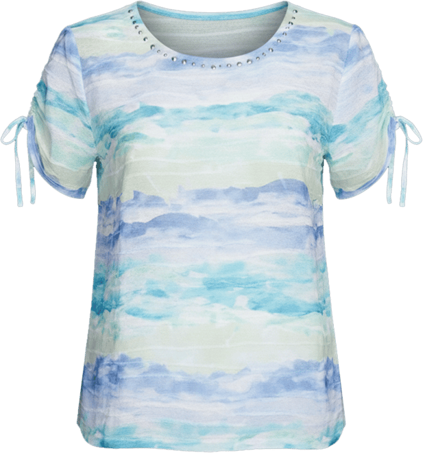 Women's Tied Short Sleeve Watercolor Top