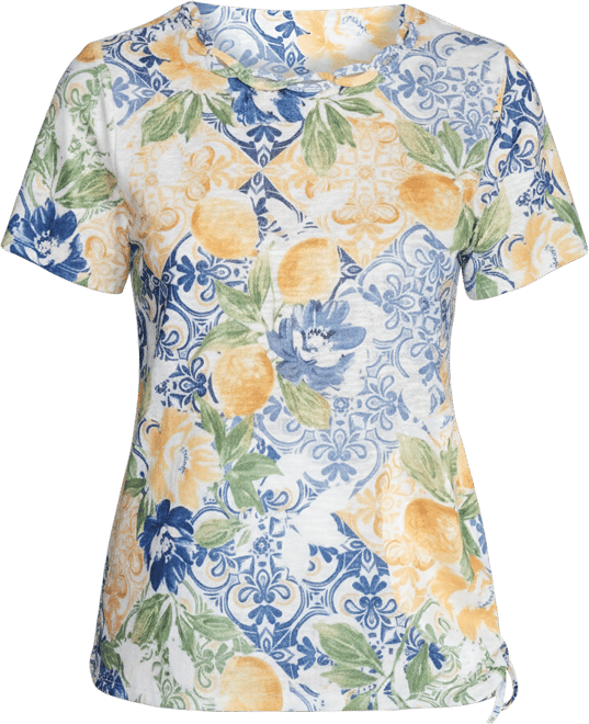 Women's Lemon Tile Knotted Crew Neck Top