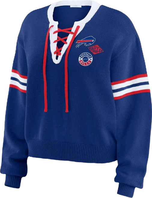 Women's Royal Buffalo Bills Lace-Up Sweater