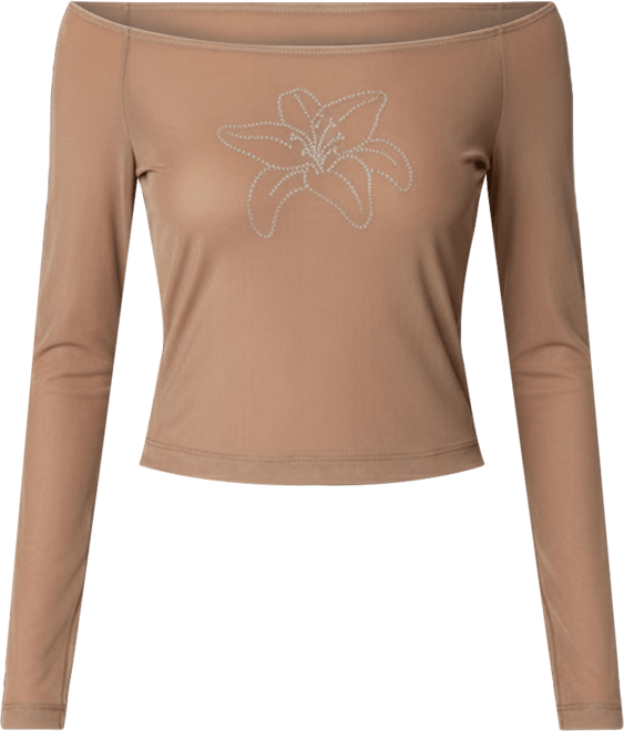 Womens Lilyan Rhinestone Sheer Mesh Top