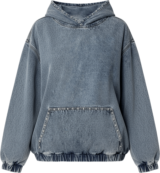 Womens Marney Oversized Studded Denim Hoodie