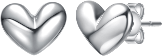 Minimalist Heart Stud Earrings in White Gold Plated, 14K Gold Plated, or 18K Rose Gold Plated