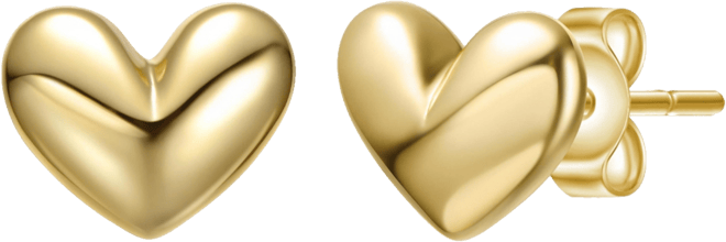 Minimalist Heart Stud Earrings in White Gold Plated, 14K Gold Plated, or 18K Rose Gold Plated