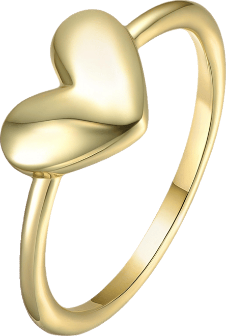 Minimalist Heart-Shaped Band Ring in White Gold Plated, 14K Gold Plated, or 18K Rose Gold Plated