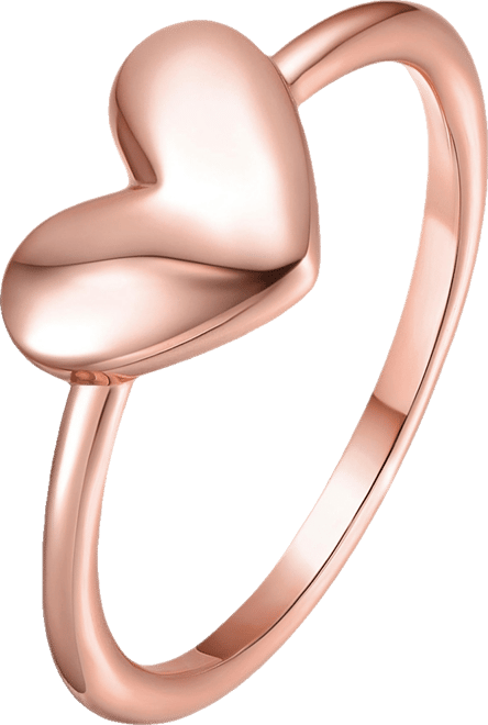 Minimalist Heart-Shaped Band Ring in White Gold Plated, 14K Gold Plated, or 18K Rose Gold Plated
