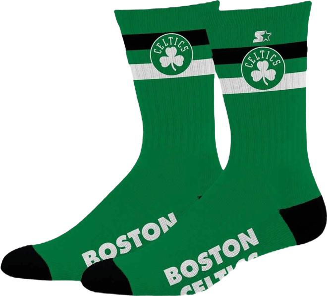 Men's and Women's Boston Celtics Team Color Two-Stripe Crew Socks
