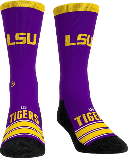 Men's and Women's Lsu Tigers Gametime Stripe&nbsp;Crew Socks
