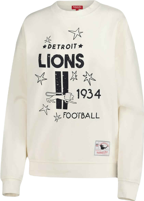 Women's Cream Detroit Lions Shooting Stars Pullover Sweatshirt